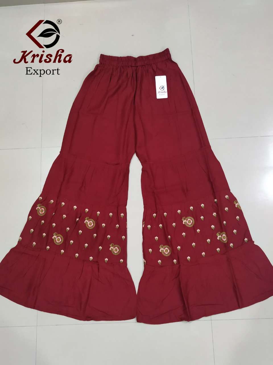 WORK SARARA VOL-2 BY KRISHA EXPORTS 01 TO 09 BEAUTIFUL STYLISH COLORFUL FANCY PARTY WEAR & ETHNIC WEAR & READY TO WEAR 14 KG RAYON PALAZZO AT WHOLESALE PRICE