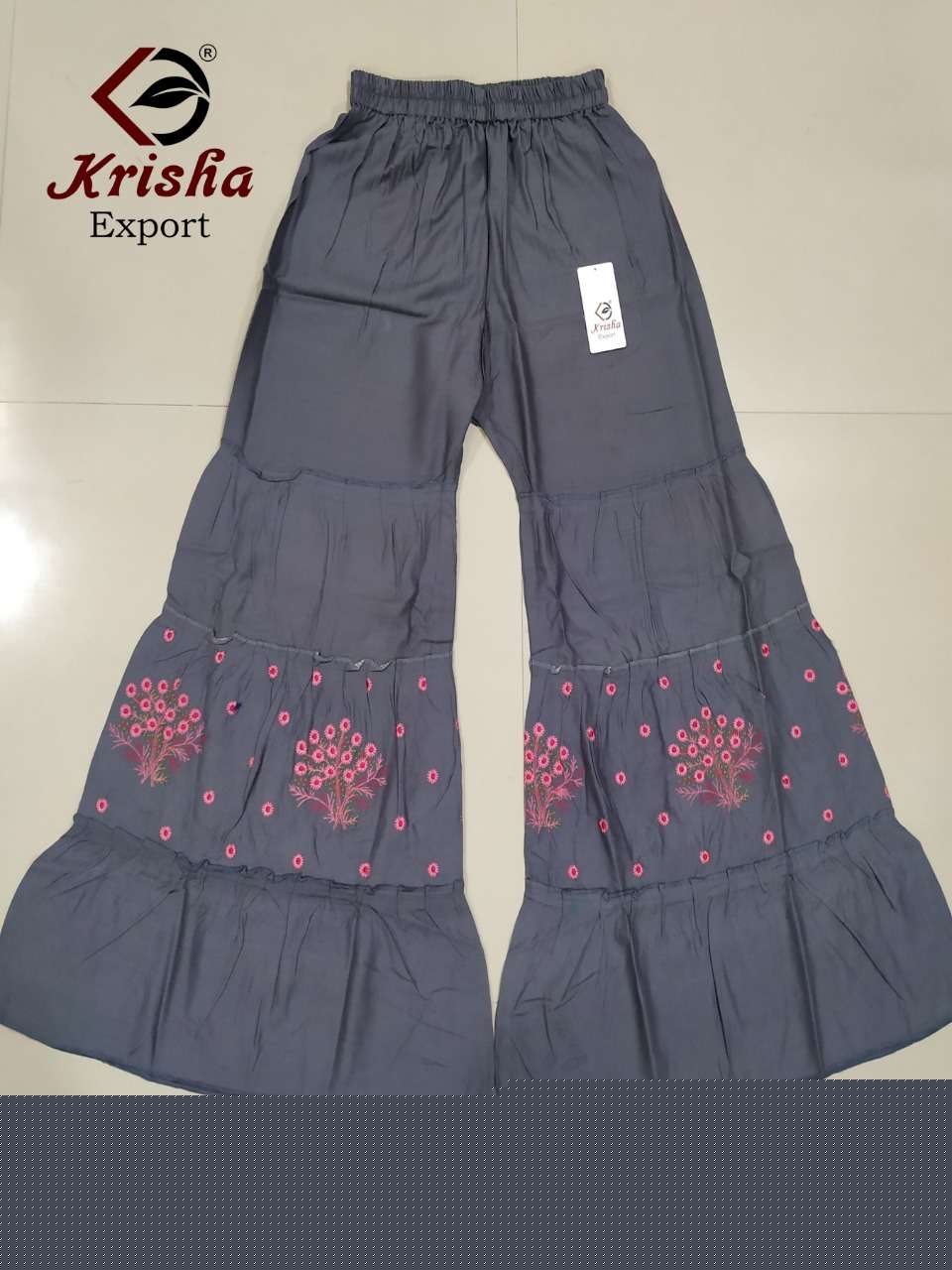 WORK SARARA VOL-2 BY KRISHA EXPORTS 01 TO 09 BEAUTIFUL STYLISH COLORFUL FANCY PARTY WEAR & ETHNIC WEAR & READY TO WEAR 14 KG RAYON PALAZZO AT WHOLESALE PRICE