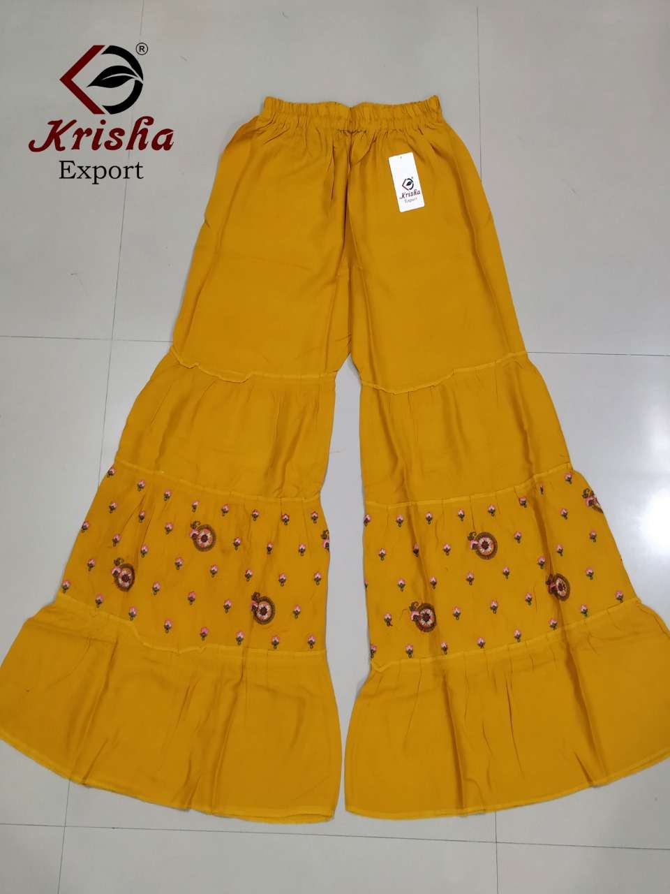 WORK SARARA VOL-2 BY KRISHA EXPORTS 01 TO 09 BEAUTIFUL STYLISH COLORFUL FANCY PARTY WEAR & ETHNIC WEAR & READY TO WEAR 14 KG RAYON PALAZZO AT WHOLESALE PRICE