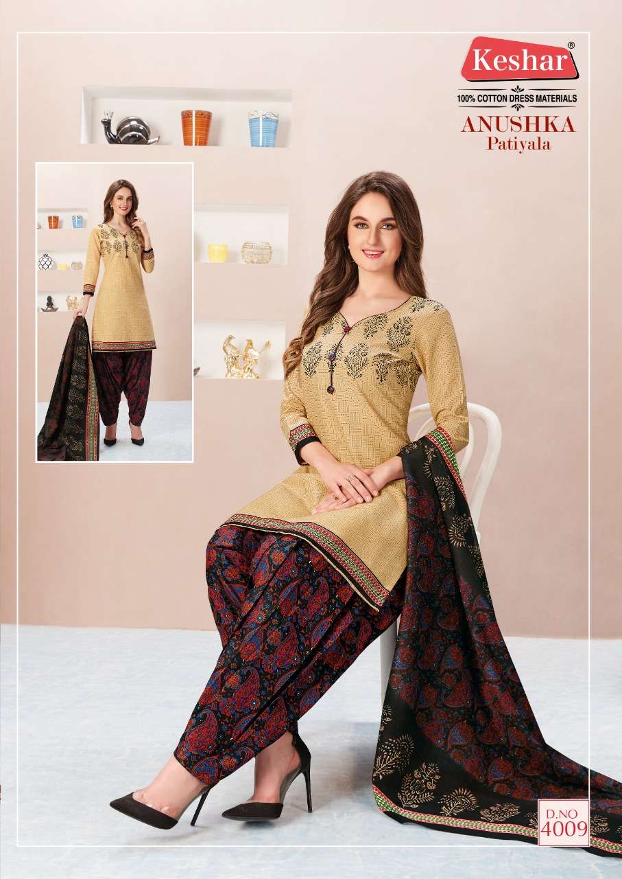 ANUSHKA PATIYALA VOL-4 BY KESHAR 4001 TO 4010 SERIES BEAUTIFUL PATIYALA SUITS STYLISH FANCY COLORFUL PARTY WEAR & OCCASIONAL WEAR PURE COTTON PRINTED DRESSES AT WHOLESALE PRICE