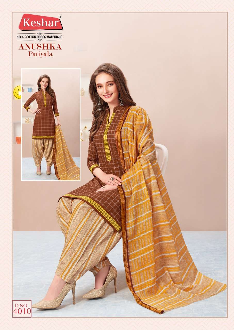 ANUSHKA PATIYALA VOL-4 BY KESHAR 4001 TO 4010 SERIES BEAUTIFUL PATIYALA SUITS STYLISH FANCY COLORFUL PARTY WEAR & OCCASIONAL WEAR PURE COTTON PRINTED DRESSES AT WHOLESALE PRICE