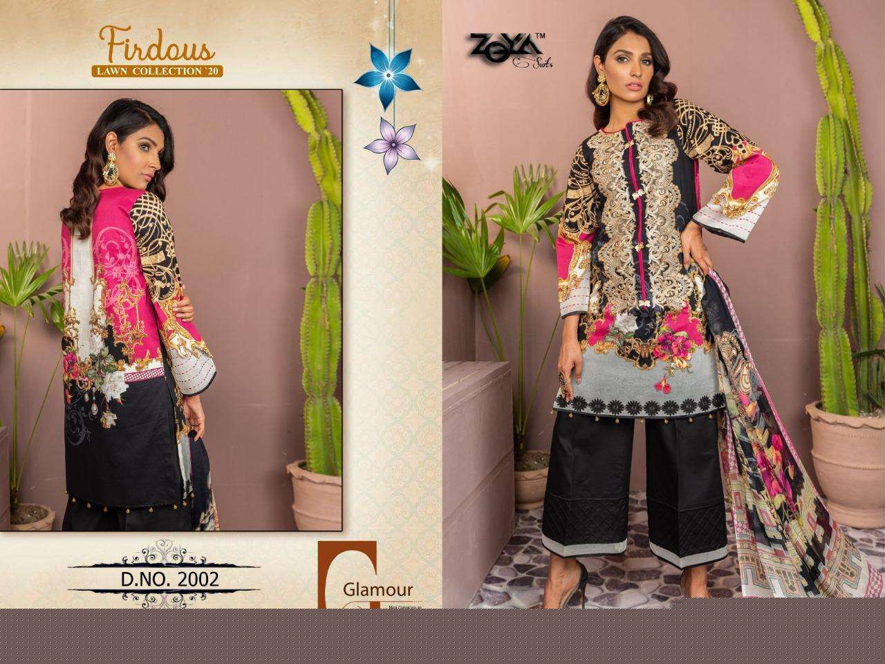 FIRDOUD LAWN COLLECTION 20 BY ZOYA SUITS 2001 TO 2005 SERIES PAKISTANI SUITS BEAUTIFUL FANCY COLORFUL STYLISH PARTY WEAR & OCCASIONAL WEAR JAM COTTON PRINTED WITH EMBROIDERY DRESSES AT WHOLESALE PRICE