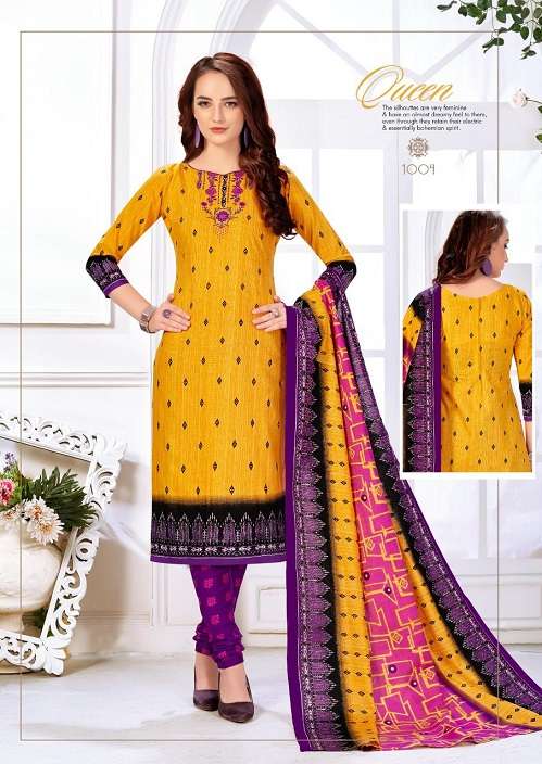 SITARA BY PUSHTI 1001 TO 1010 SERIES BEAUTIFUL SUITS STYLISH FANCY COLORFUL PARTY WEAR & OCCASIONAL WEAR PURE COTTON PRINTED DRESSES AT WHOLESALE PRICE