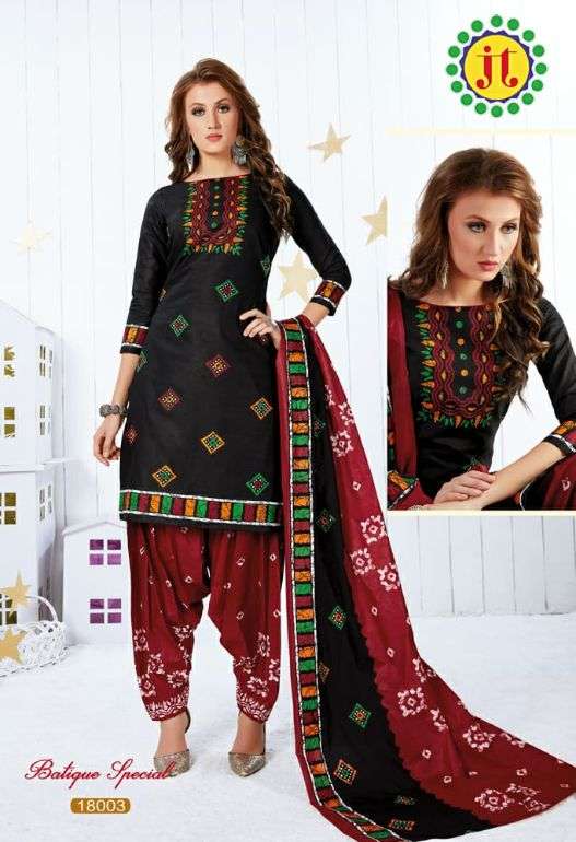 BATIQUE SPECIAL BY JT 18001 TO 18012 SERIES BEAUTIFUL SUITS STYLISH FANCY COLORFUL PARTY WEAR & OCCASIONAL WEAR PURE COTTON PRINTED DRESSES AT WHOLESALE PRICE