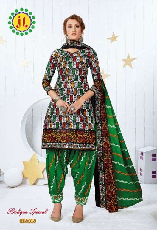 BATIQUE SPECIAL BY JT 18001 TO 18012 SERIES BEAUTIFUL SUITS STYLISH FANCY COLORFUL PARTY WEAR & OCCASIONAL WEAR PURE COTTON PRINTED DRESSES AT WHOLESALE PRICE