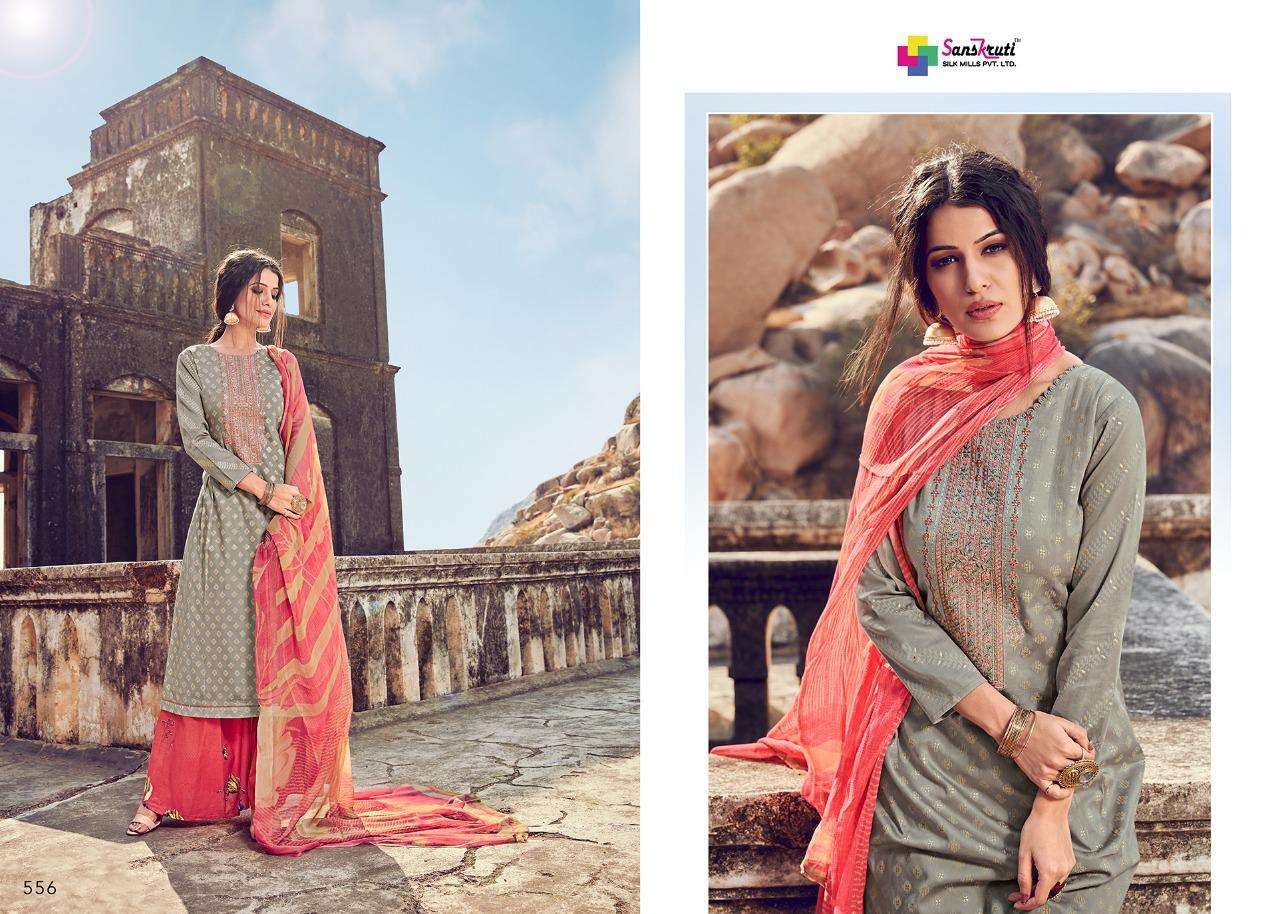 BEENISH BY SANSKRUTI SILK MILLS 555 TO 564 SERIES BEAUTIFUL STYLISH SHARARA SUITS FANCY COLORFUL CASUAL WEAR & ETHNIC WEAR & READY TO WEAR PURE AZ COTTON FINE JAM SILK DIGITAL PRINTING DRESSES AT WHOLESALE PRICE