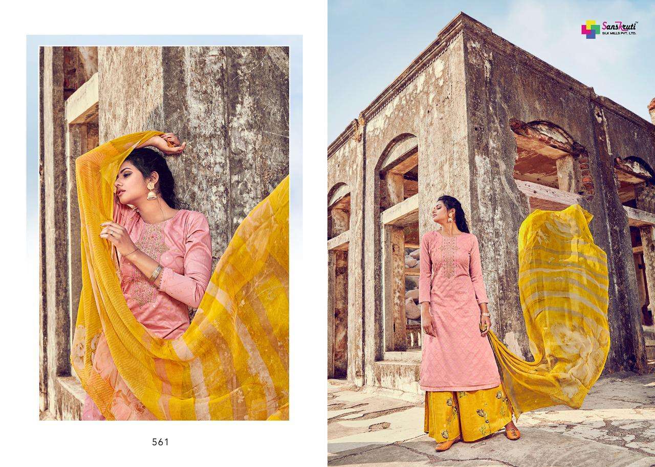 BEENISH BY SANSKRUTI SILK MILLS 555 TO 564 SERIES BEAUTIFUL STYLISH SHARARA SUITS FANCY COLORFUL CASUAL WEAR & ETHNIC WEAR & READY TO WEAR PURE AZ COTTON FINE JAM SILK DIGITAL PRINTING DRESSES AT WHOLESALE PRICE