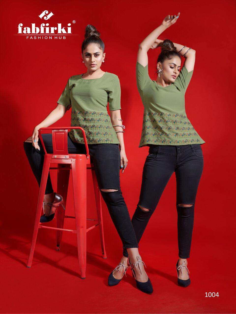 Red Look By Fabfirki 1001 To 1006 Series Beautiful Colorful Stylish Fancy Casual Wear & Ethnic Wear & Ready To Wear Gentleman Quality With Embroidered Kurtis At Wholesale Price