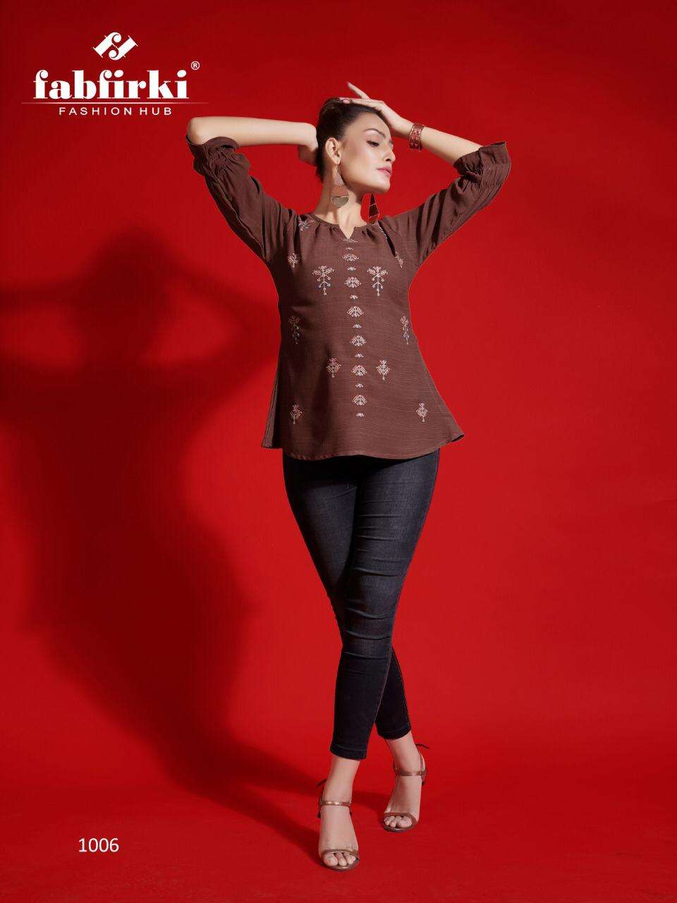 Red Look By Fabfirki 1001 To 1006 Series Beautiful Colorful Stylish Fancy Casual Wear & Ethnic Wear & Ready To Wear Gentleman Quality With Embroidered Kurtis At Wholesale Price
