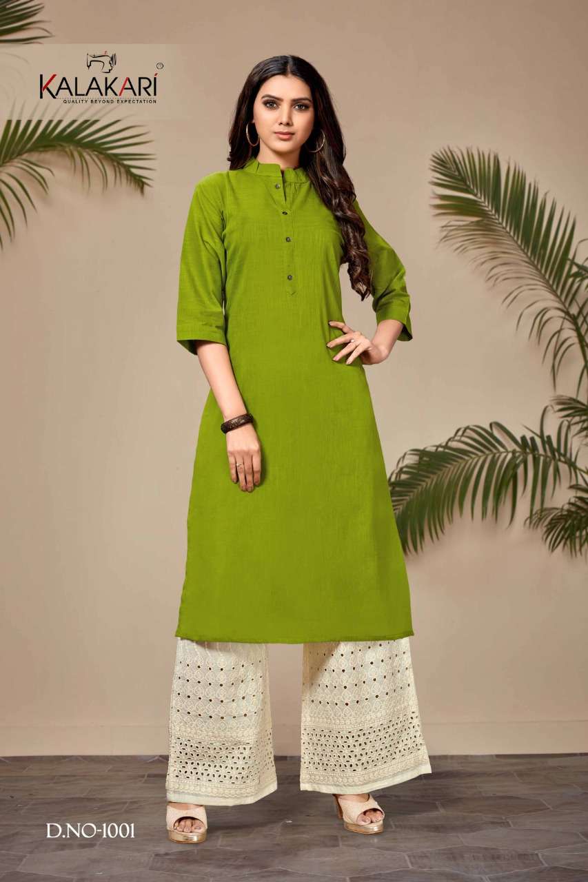 CHIGI WIGI VOL-18 BY KALAKARI 1001 TO 1008 SERIES BEAUTIFUL STYLISH FANCY COLORFUL CASUAL WEAR & ETHNIC WEAR & READY TO WEAR COTTON LINEN SLUB KURTIS AT WHOLESALE PRICE