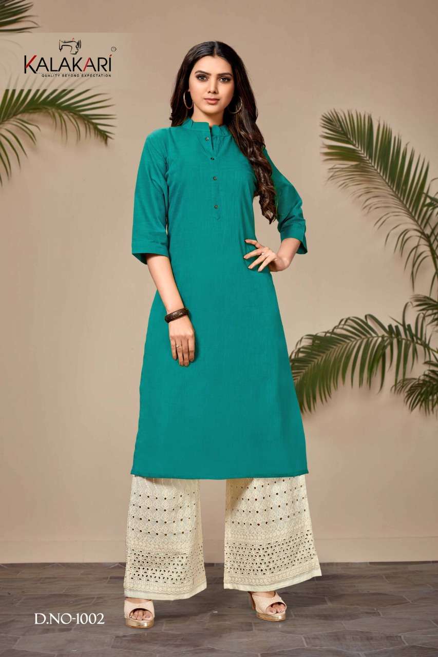 CHIGI WIGI VOL-18 BY KALAKARI 1001 TO 1008 SERIES BEAUTIFUL STYLISH FANCY COLORFUL CASUAL WEAR & ETHNIC WEAR & READY TO WEAR COTTON LINEN SLUB KURTIS AT WHOLESALE PRICE