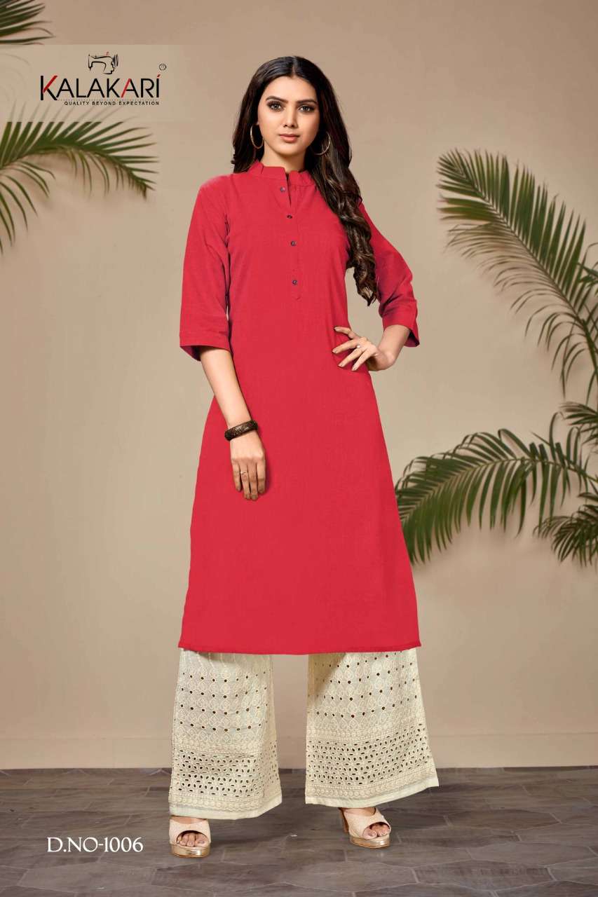 CHIGI WIGI VOL-18 BY KALAKARI 1001 TO 1008 SERIES BEAUTIFUL STYLISH FANCY COLORFUL CASUAL WEAR & ETHNIC WEAR & READY TO WEAR COTTON LINEN SLUB KURTIS AT WHOLESALE PRICE