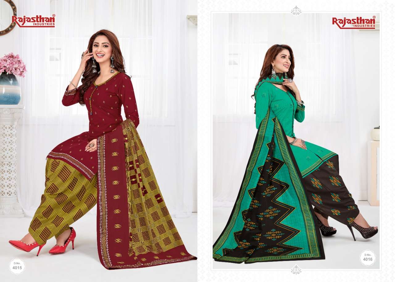 PATIYALA PARI VOL-4 BY RAJASTHAN INDUSTRIES 4001 TO 4018 SERIES PATIYALA SUITS BEAUTIFUL FANCY COLORFUL STYLISH PARTY WEAR & OCCASIONAL WEAR PURE LAWN COTTON EMBROIDERY DRESSES AT WHOLESALE PRICE