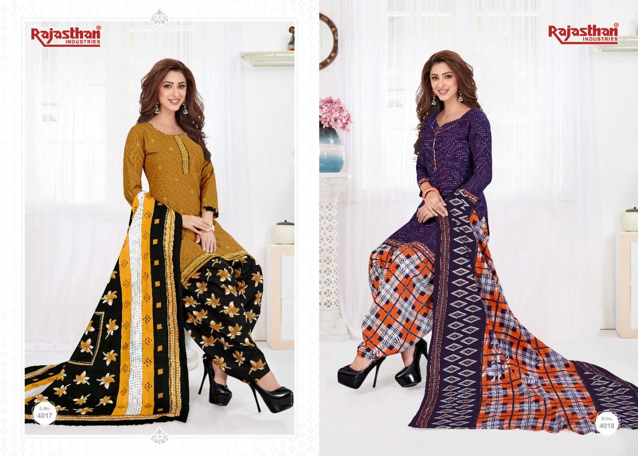 PATIYALA PARI VOL-4 BY RAJASTHAN INDUSTRIES 4001 TO 4018 SERIES PATIYALA SUITS BEAUTIFUL FANCY COLORFUL STYLISH PARTY WEAR & OCCASIONAL WEAR PURE LAWN COTTON EMBROIDERY DRESSES AT WHOLESALE PRICE