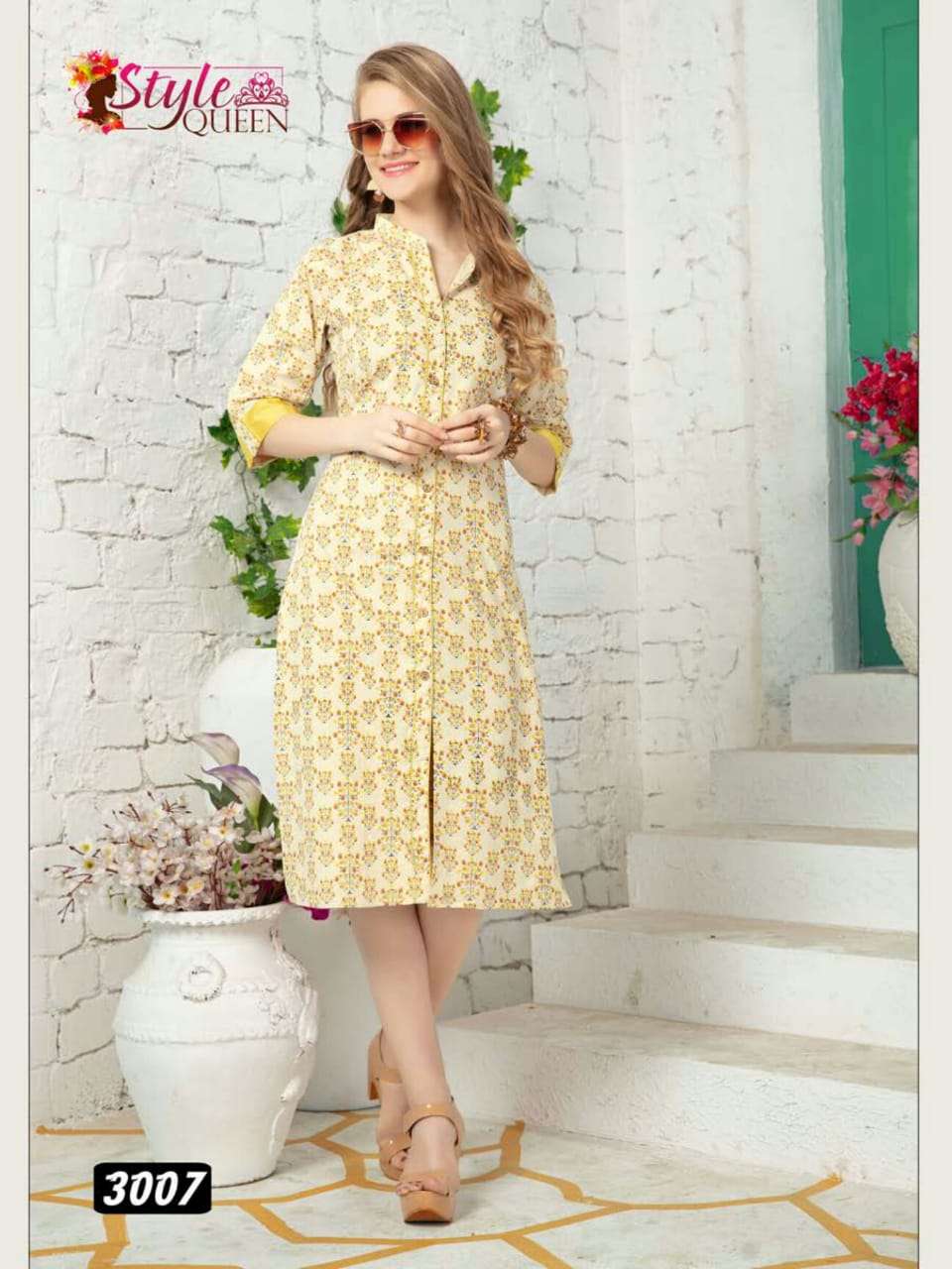SOCHH BY STYLE QUEEN 3001 TO 3009 SERIES BEAUTIFUL COLORFUL STYLISH FANCY CASUAL WEAR & READY TO WEAR COTTON FLEX KURTIS AT WHOLESALE PRICE