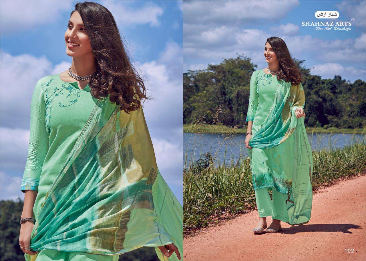 ENARA BY SHANAZ ART 101 TO 106 SERIES SUITS BEAUTIFUL FANCY COLORFUL STYLISH PARTY WEAR & OCCASIONAL WEAR PURE JAM SILK COTTON WITH EMBROIDERY DRESSES AT WHOLESALE PRICE