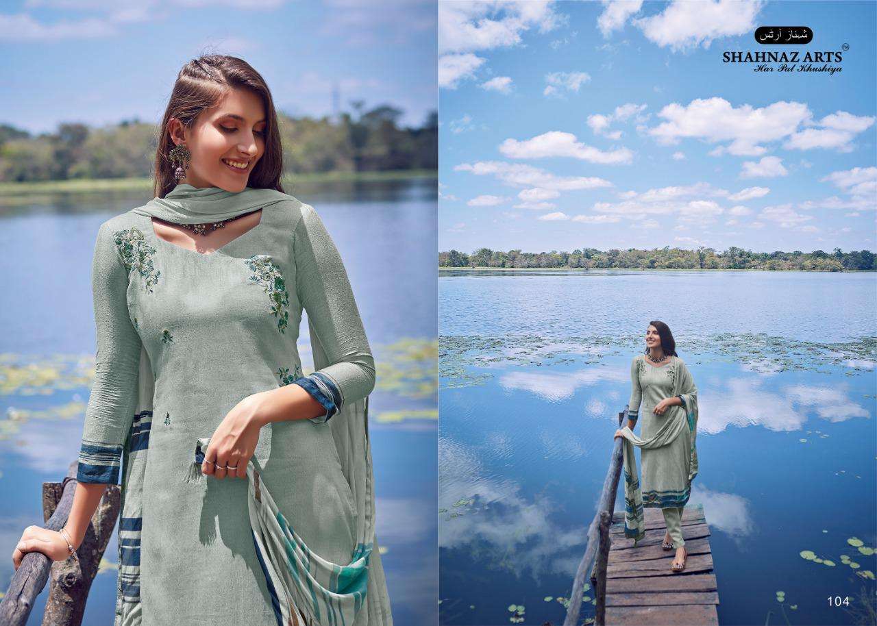 ENARA BY SHANAZ ART 101 TO 106 SERIES SUITS BEAUTIFUL FANCY COLORFUL STYLISH PARTY WEAR & OCCASIONAL WEAR PURE JAM SILK COTTON WITH EMBROIDERY DRESSES AT WHOLESALE PRICE