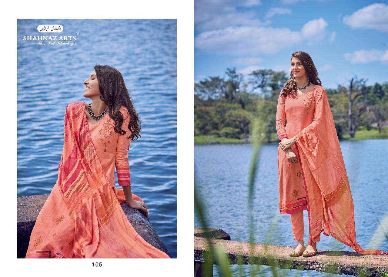 ENARA BY SHANAZ ART 101 TO 106 SERIES SUITS BEAUTIFUL FANCY COLORFUL STYLISH PARTY WEAR & OCCASIONAL WEAR PURE JAM SILK COTTON WITH EMBROIDERY DRESSES AT WHOLESALE PRICE