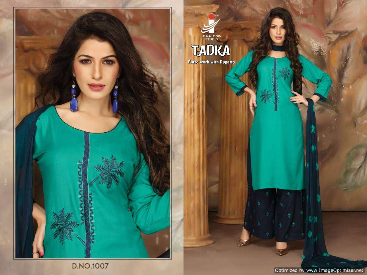 TADKA BY THE ETHNIC STUDIO 1001 TO 1008 SERIES BEAUTIFUL SUITS STYLISH FANCY COLORFUL PARTY WEAR & ETHNIC WEAR HEAVY RAYON WITH EMBROIDERY DRESSES AT WHOLESALE PRICE