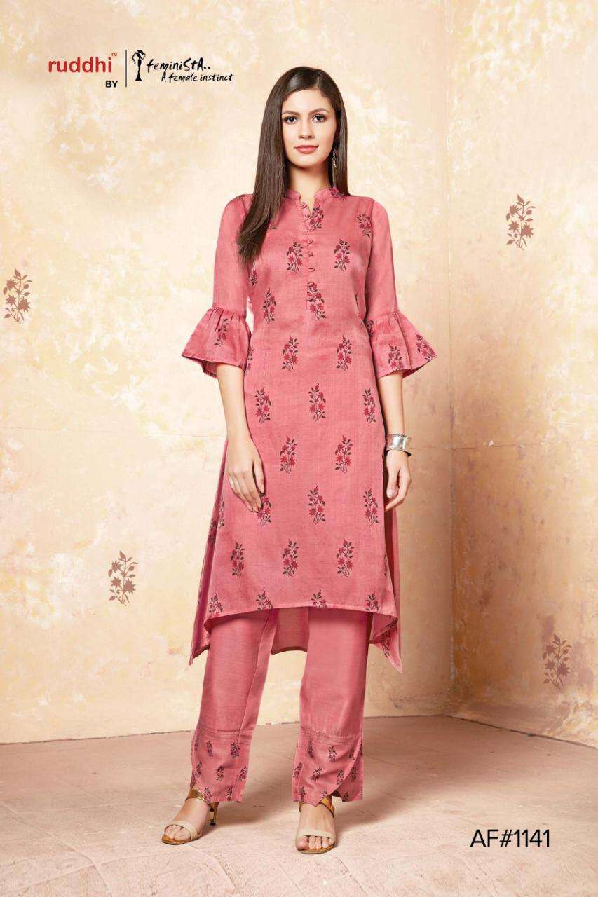 West Side By Feminista 1141 To 1146 Series Indian Traditional Wear Collection Beautiful Stylish Fancy Colorful Party Wear & Occasional Wear Linen Satin Kurtis With Bottom At Wholesale Price
