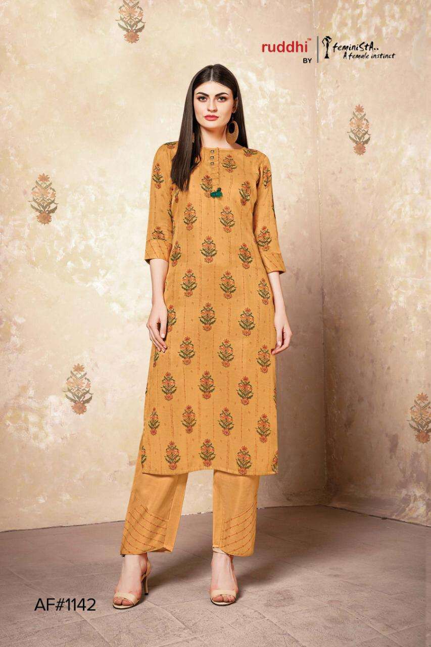 West Side By Feminista 1141 To 1146 Series Indian Traditional Wear Collection Beautiful Stylish Fancy Colorful Party Wear & Occasional Wear Linen Satin Kurtis With Bottom At Wholesale Price