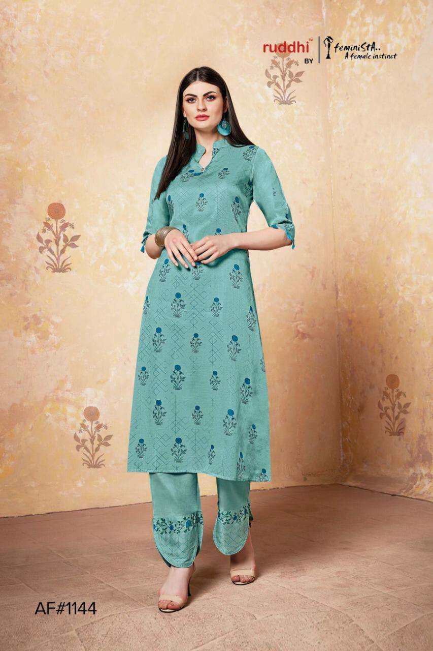 West Side By Feminista 1141 To 1146 Series Indian Traditional Wear Collection Beautiful Stylish Fancy Colorful Party Wear & Occasional Wear Linen Satin Kurtis With Bottom At Wholesale Price