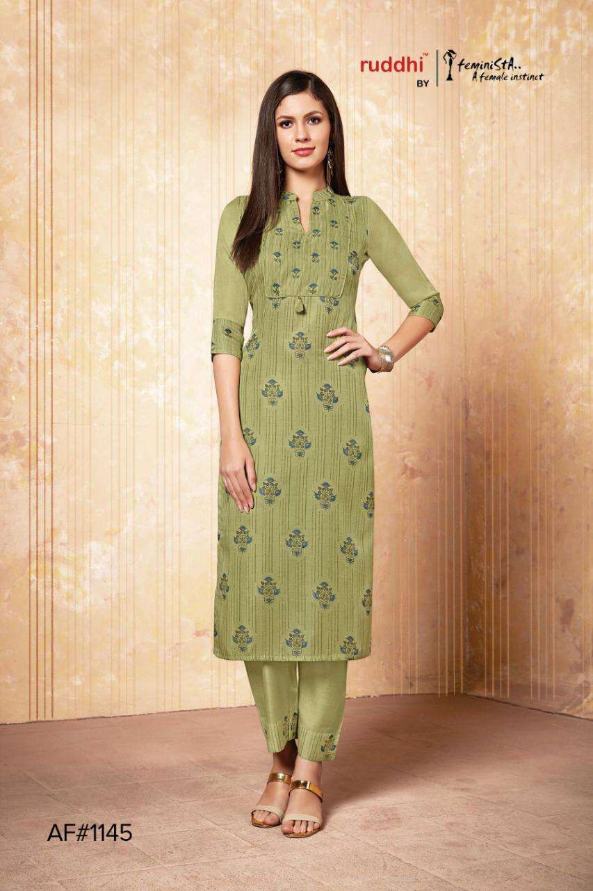 West Side By Feminista 1141 To 1146 Series Indian Traditional Wear Collection Beautiful Stylish Fancy Colorful Party Wear & Occasional Wear Linen Satin Kurtis With Bottom At Wholesale Price