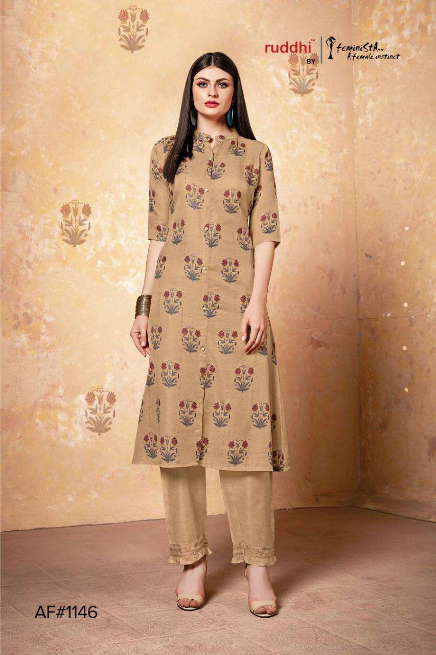 West Side By Feminista 1141 To 1146 Series Indian Traditional Wear Collection Beautiful Stylish Fancy Colorful Party Wear & Occasional Wear Linen Satin Kurtis With Bottom At Wholesale Price