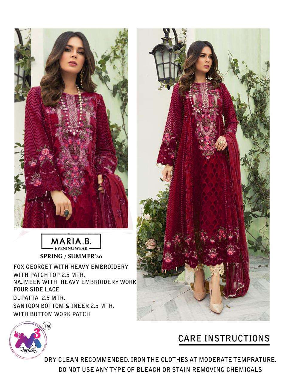 MARIA.B BY M3 FASHION 1001-A TO 1001-E SERIES BEAUTIFUL SUITS STYLISH FANCY COLORFUL CASUAL WEAR & ETHNIC WEAR FAUX GEORGETTE WITH EMBROIDERY DRESSES AT WHOLESALE PRICE