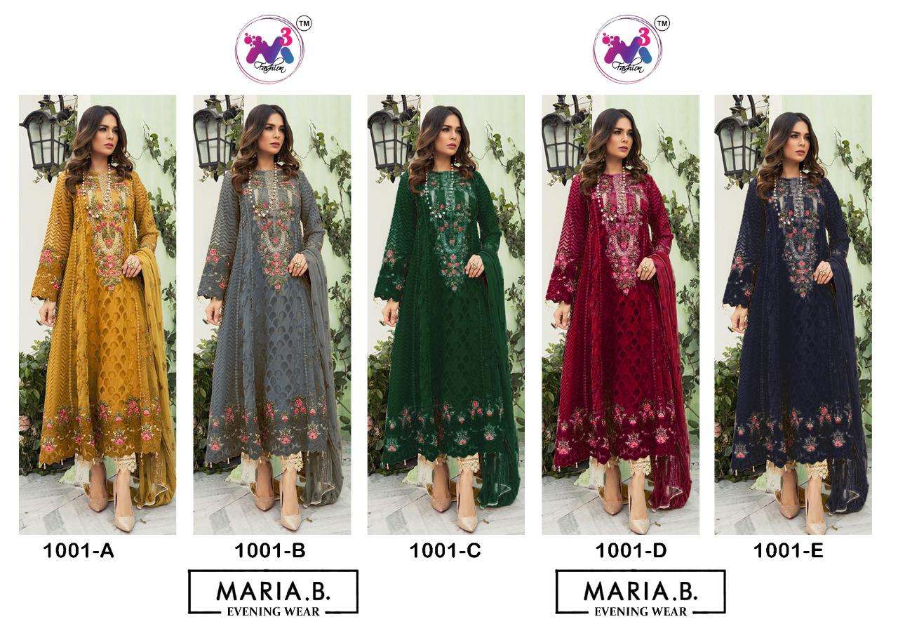 MARIA.B BY M3 FASHION 1001-A TO 1001-E SERIES BEAUTIFUL SUITS STYLISH FANCY COLORFUL CASUAL WEAR & ETHNIC WEAR FAUX GEORGETTE WITH EMBROIDERY DRESSES AT WHOLESALE PRICE