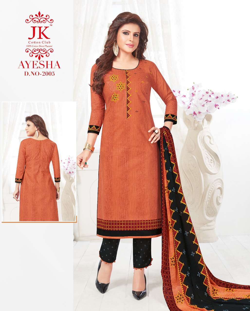Ayesha Vol-2 By Jk Cotton Club 2001 To 2010 Series Designer Suits Collection Beautiful Stylish Colorful Fancy Party Wear & Occasional Wear Cotton Print Dresses At Wholesale Price