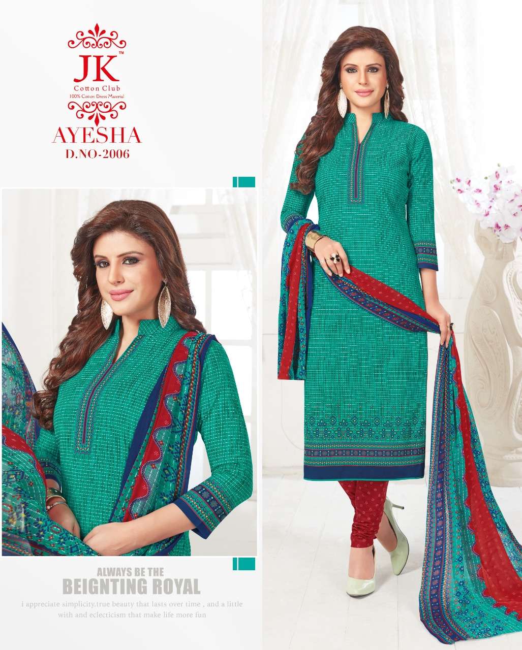 Ayesha Vol-2 By Jk Cotton Club 2001 To 2010 Series Designer Suits Collection Beautiful Stylish Colorful Fancy Party Wear & Occasional Wear Cotton Print Dresses At Wholesale Price