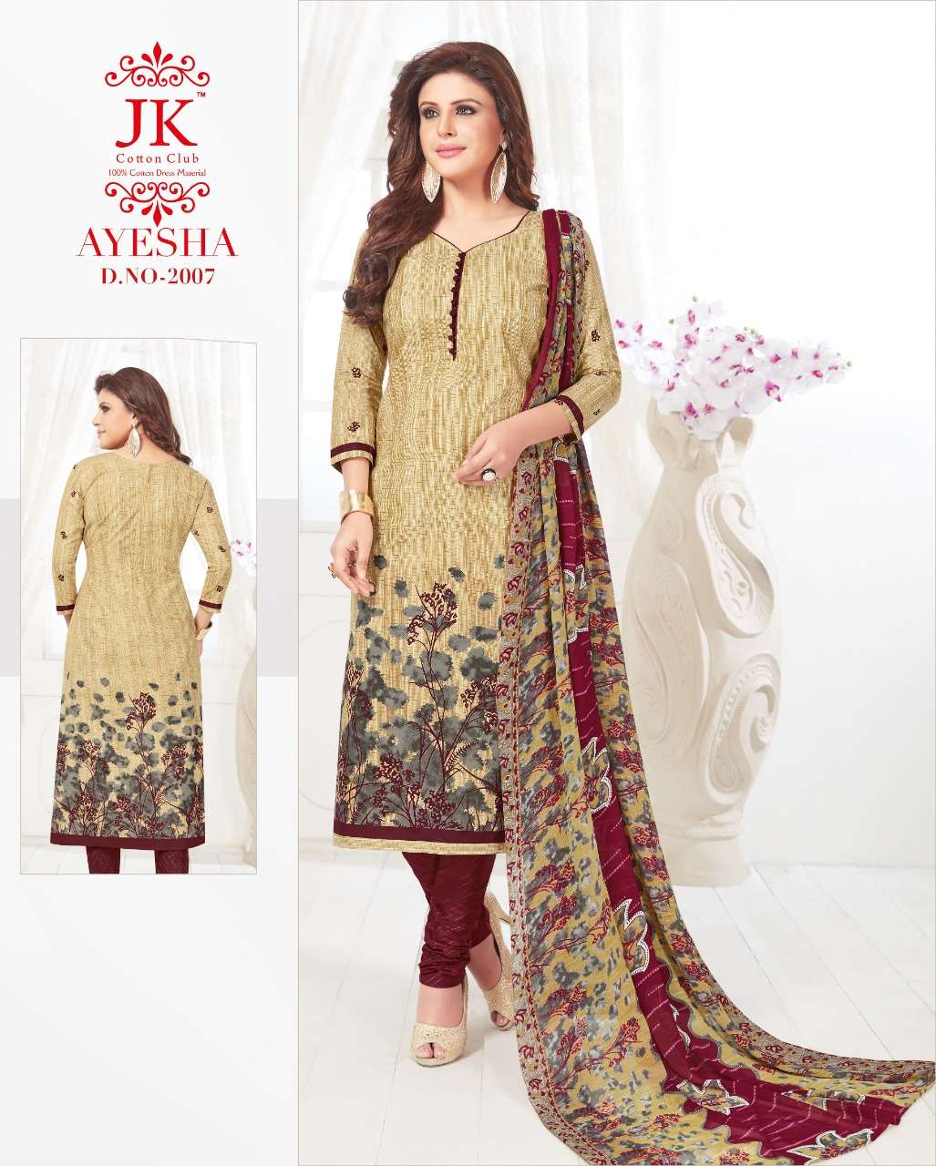 Ayesha Vol-2 By Jk Cotton Club 2001 To 2010 Series Designer Suits Collection Beautiful Stylish Colorful Fancy Party Wear & Occasional Wear Cotton Print Dresses At Wholesale Price