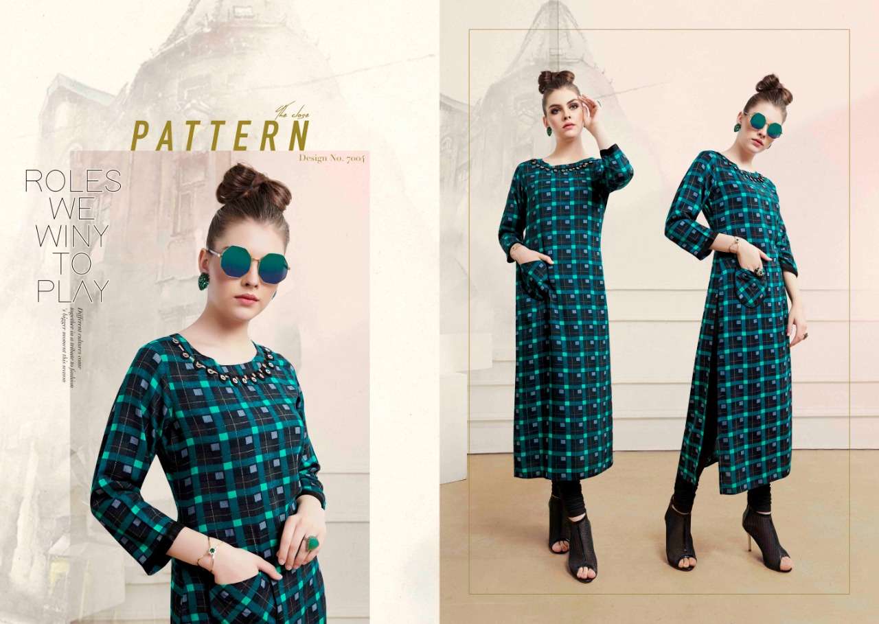 CHECKS VOL-7 BY S MORE FASHION 2001 TO 2012 SERIES BEAUTIFUL COLORFUL STYLISH FANCY CASUAL WEAR & READY TO WEAR RAYON PRINTED KURTIS AT WHOLESALE PRICE