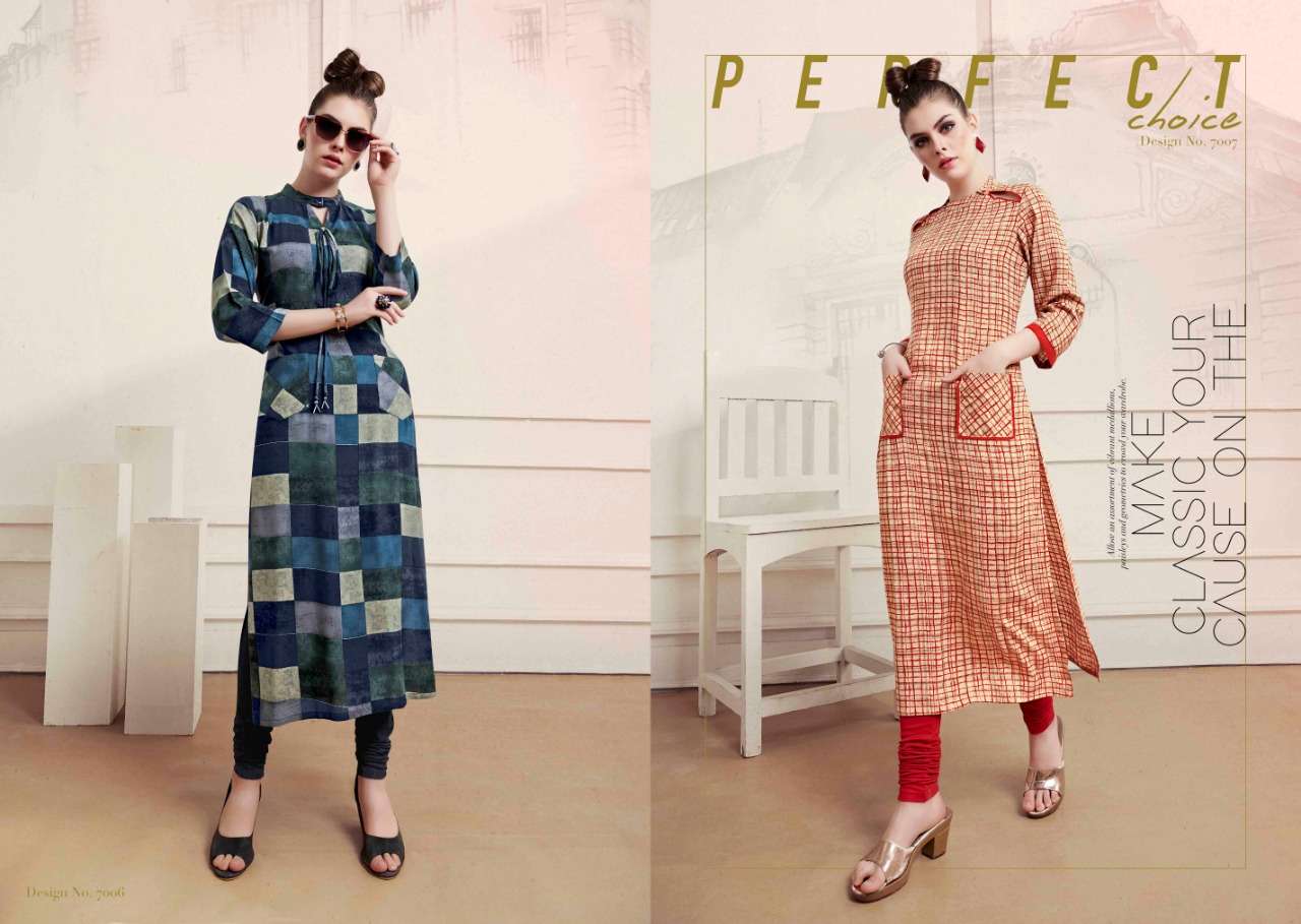 CHECKS VOL-7 BY S MORE FASHION 2001 TO 2012 SERIES BEAUTIFUL COLORFUL STYLISH FANCY CASUAL WEAR & READY TO WEAR RAYON PRINTED KURTIS AT WHOLESALE PRICE