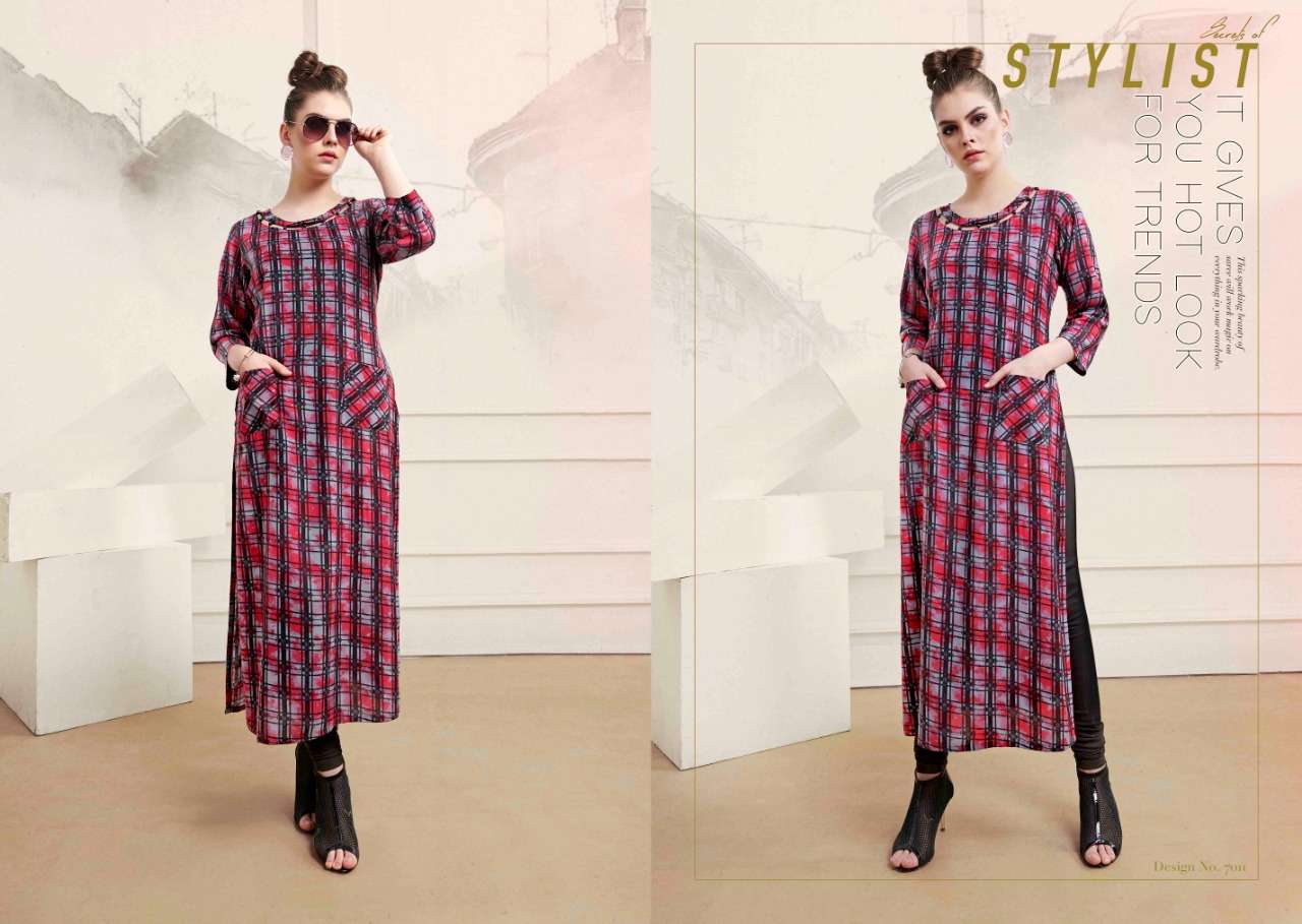 CHECKS VOL-7 BY S MORE FASHION 2001 TO 2012 SERIES BEAUTIFUL COLORFUL STYLISH FANCY CASUAL WEAR & READY TO WEAR RAYON PRINTED KURTIS AT WHOLESALE PRICE