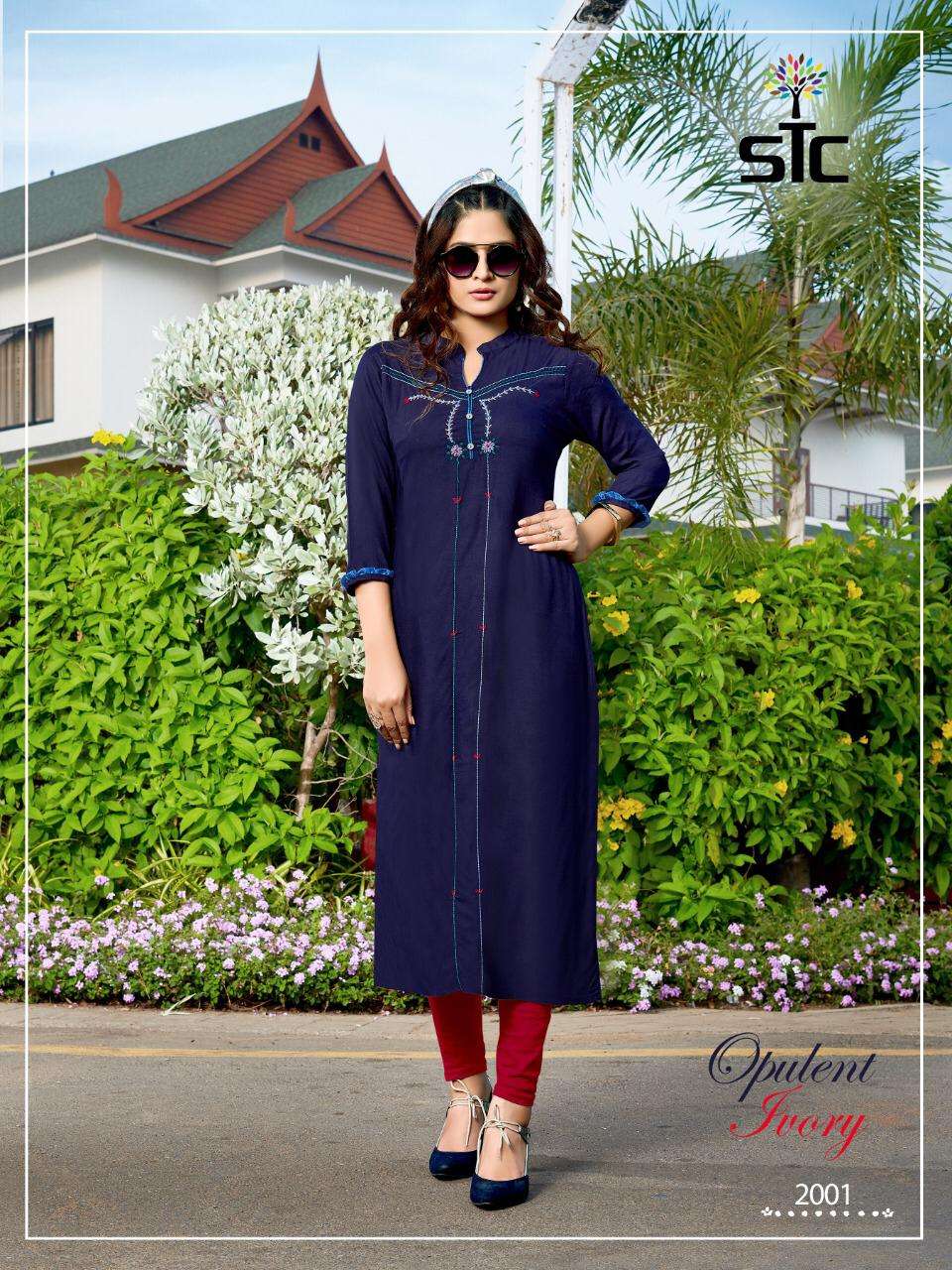AARVI VOL-2 BY STC 2001 TO 2006 SERIES BEAUTIFUL COLORFUL STYLISH FANCY CASUAL WEAR & ETHNIC WEAR & READY TO WEAR RAYON 14 KG WITH HANDWORK KURTIS AT WHOLESALE PRICE