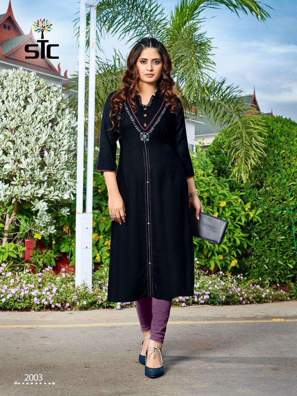 AARVI VOL-2 BY STC 2001 TO 2006 SERIES BEAUTIFUL COLORFUL STYLISH FANCY CASUAL WEAR & ETHNIC WEAR & READY TO WEAR RAYON 14 KG WITH HANDWORK KURTIS AT WHOLESALE PRICE