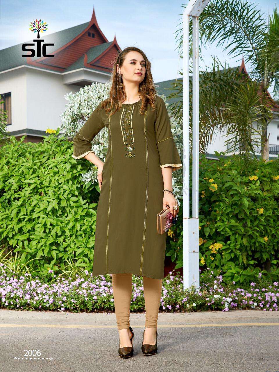 AARVI VOL-2 BY STC 2001 TO 2006 SERIES BEAUTIFUL COLORFUL STYLISH FANCY CASUAL WEAR & ETHNIC WEAR & READY TO WEAR RAYON 14 KG WITH HANDWORK KURTIS AT WHOLESALE PRICE