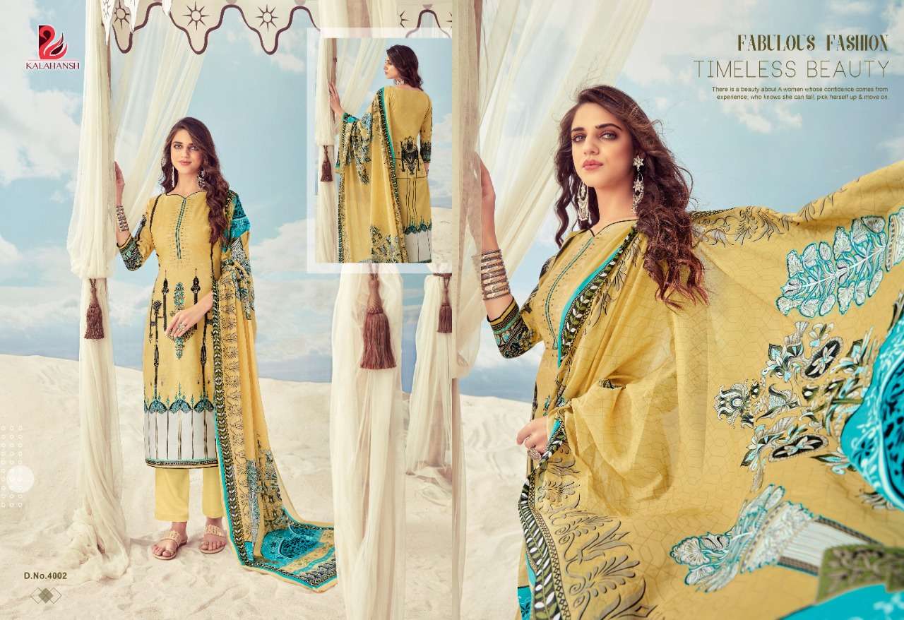 TANYA BY KALAHANSH 4001 TO 4006 SERIES BEAUTIFUL SUITS STYLISH FANCY COLORFUL PARTY WEAR & OCCASIONAL WEAR LAWN COTTON DIGITAL PRINTED DRESSES AT WHOLESALE PRICE