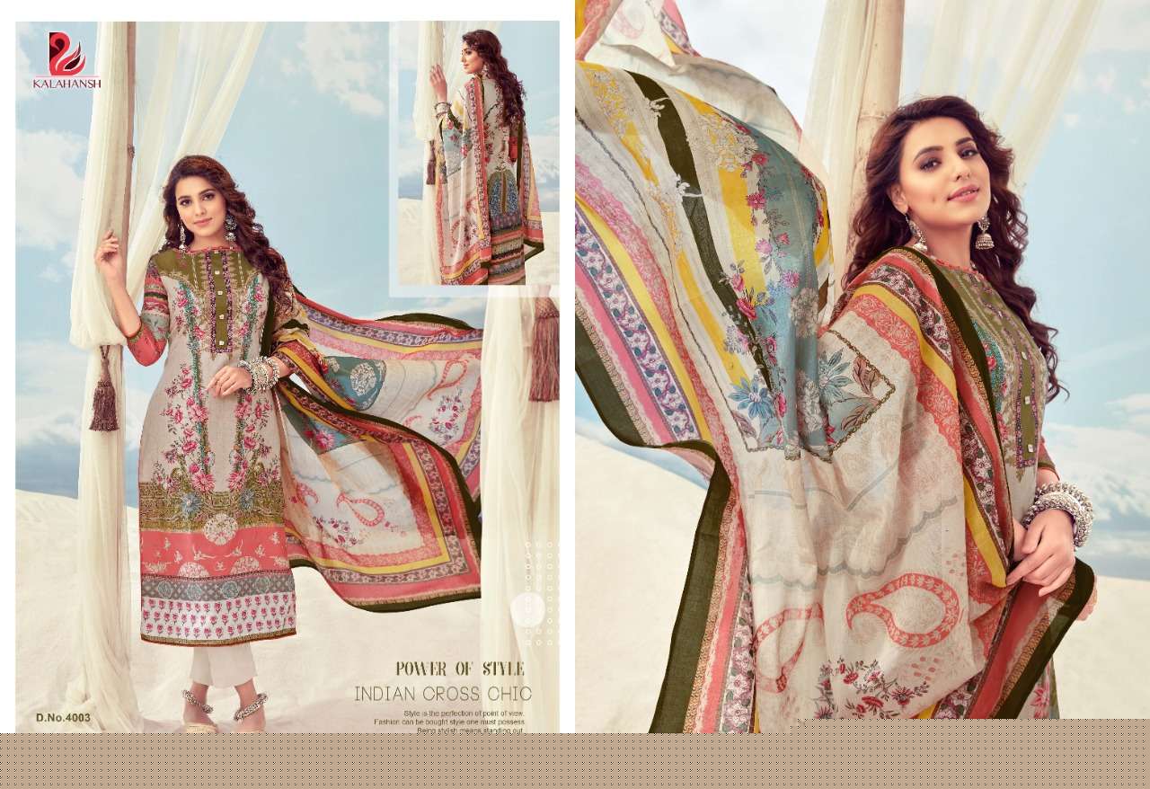 TANYA BY KALAHANSH 4001 TO 4006 SERIES BEAUTIFUL SUITS STYLISH FANCY COLORFUL PARTY WEAR & OCCASIONAL WEAR LAWN COTTON DIGITAL PRINTED DRESSES AT WHOLESALE PRICE