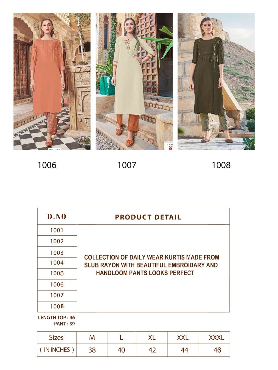SENORITA BY RANG KALA 1001 TO 1008 SERIES BEAUTIFUL COLORFUL STYLISH FANCY CASUAL WEAR & READY TO WEAR HEAVY RAYON SLUB WITH EMBROIDERY KURTIS AT WHOLESALE PRICE