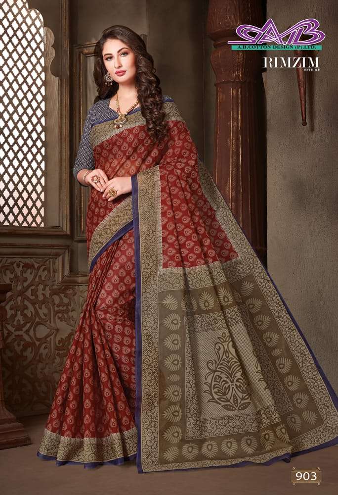 RIMZIM BY A.B FASHION 900 TO 913 SERIES INDIAN TRADITIONAL WEAR COLLECTION BEAUTIFUL STYLISH FANCY COLORFUL PARTY WEAR & OCCASIONAL WEAR MUL MUL PRINTED SAREES AT WHOLESALE PRICE