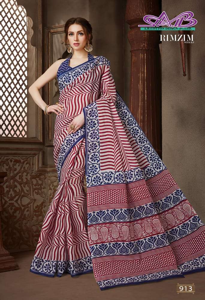 RIMZIM BY A.B FASHION 900 TO 913 SERIES INDIAN TRADITIONAL WEAR COLLECTION BEAUTIFUL STYLISH FANCY COLORFUL PARTY WEAR & OCCASIONAL WEAR MUL MUL PRINTED SAREES AT WHOLESALE PRICE