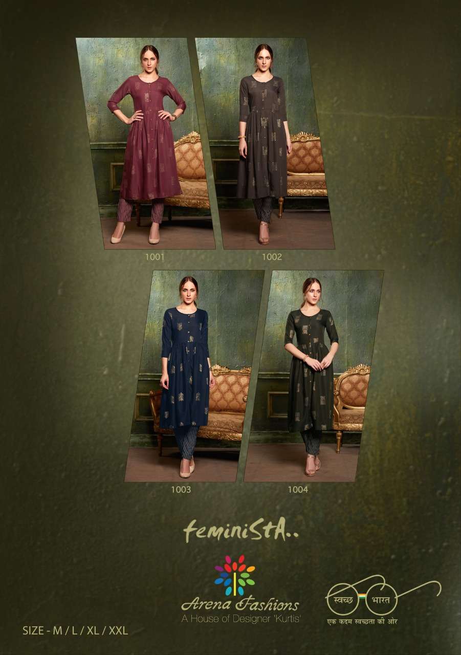 ZOHRA 1001 SERIES BY FEMINISTA 1001 TO 1004 SERIES BEAUTIFUL STYLISH FANCY COLORFUL CASUAL WEAR & ETHNIC WEAR & READY TO WEAR RAYON PRINTED KURTIS AT WHOLESALE PRICE