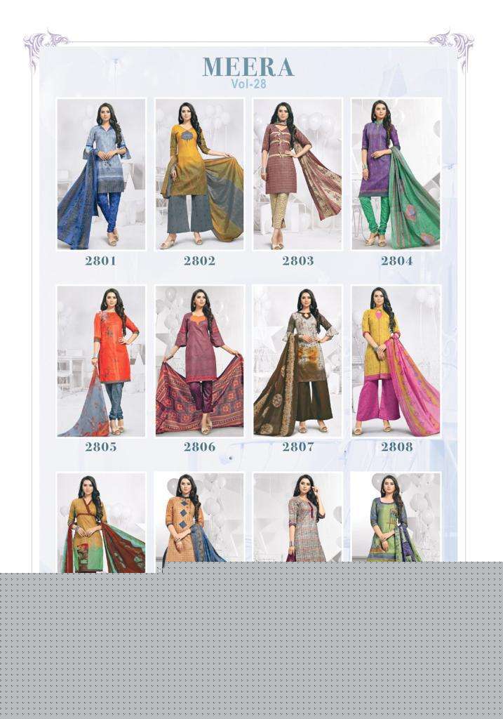 MEERA VOL-28 BY COTTON PLUS 2801 TO 2812 SERIES INDIAN TRADITIONAL WEAR COLLECTION BEAUTIFUL STYLISH FANCY COLORFUL PARTY WEAR & OCCASIONAL WEAR PURE COTTON PRINTED DRESSES AT WHOLESALE PRICE