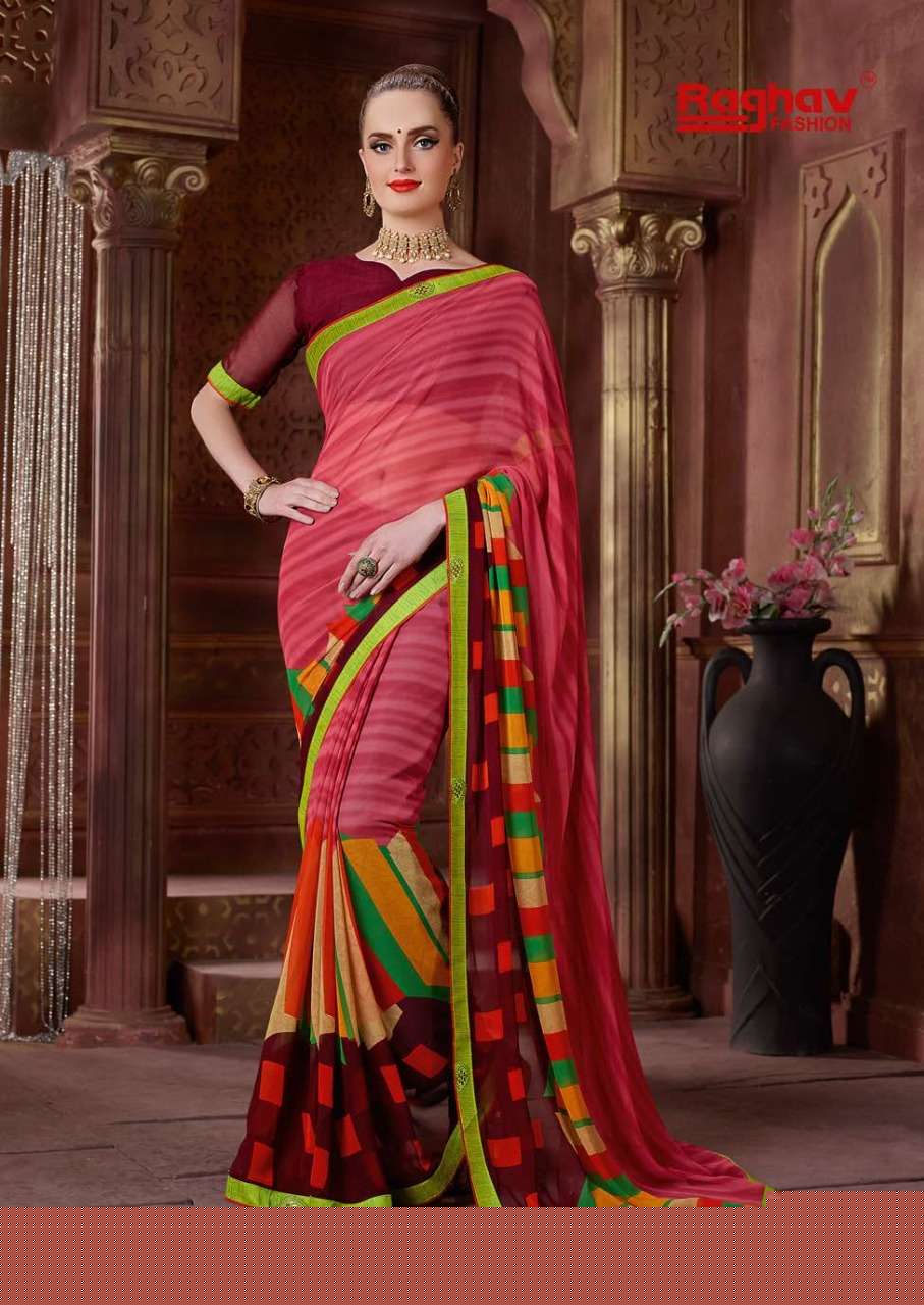 TIARA VOL-2 BY RAGHAV FASHION 3011 TO 3020 SERIES INDIAN TRADITIONAL WEAR COLLECTION BEAUTIFUL STYLISH FANCY COLORFUL PARTY WEAR & OCCASIONAL WEAR WEIGHTLESS PRINTED SAREES AT WHOLESALE PRICE