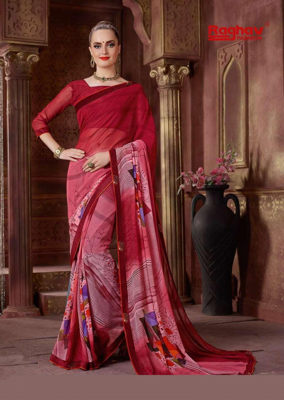 TIARA VOL-2 BY RAGHAV FASHION 3011 TO 3020 SERIES INDIAN TRADITIONAL WEAR COLLECTION BEAUTIFUL STYLISH FANCY COLORFUL PARTY WEAR & OCCASIONAL WEAR WEIGHTLESS PRINTED SAREES AT WHOLESALE PRICE