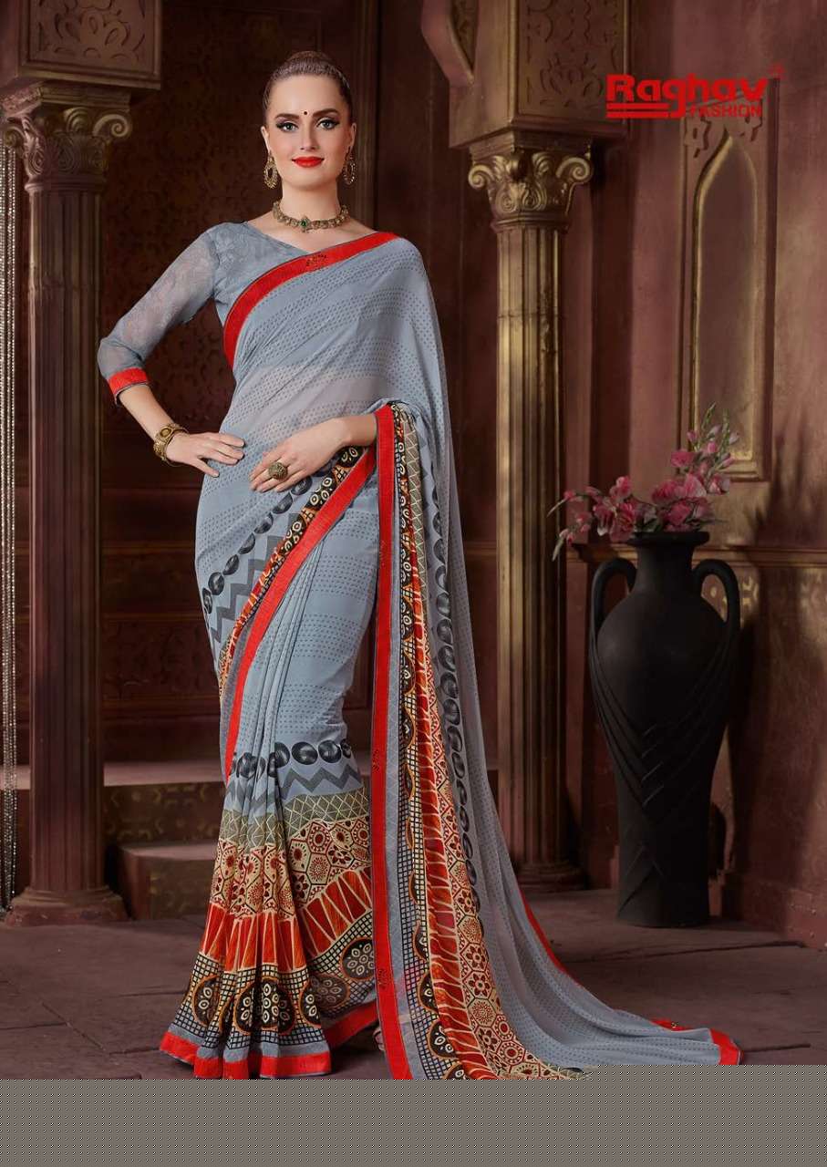 TIARA VOL-2 BY RAGHAV FASHION 3011 TO 3020 SERIES INDIAN TRADITIONAL WEAR COLLECTION BEAUTIFUL STYLISH FANCY COLORFUL PARTY WEAR & OCCASIONAL WEAR WEIGHTLESS PRINTED SAREES AT WHOLESALE PRICE
