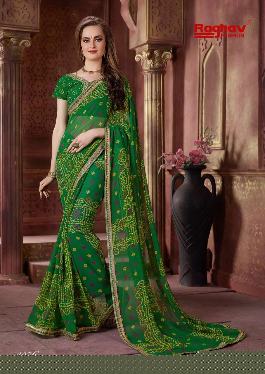 GANGOR VOL-8 BY RAGHAV FASHION 4071 TO 4080 SERIES INDIAN TRADITIONAL WEAR COLLECTION BEAUTIFUL STYLISH FANCY COLORFUL PARTY WEAR & OCCASIONAL WEAR GEORGETTE PRINTED SAREES AT WHOLESALE PRICE